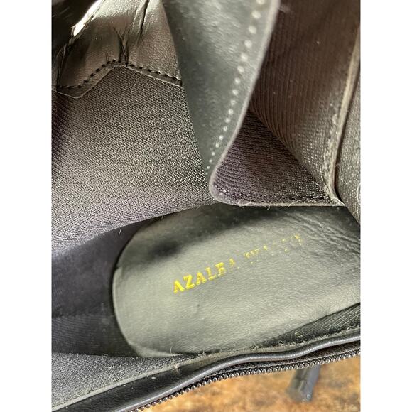 Azalea Wang Astoria Lace Up Stiletto Bootie 10 Black Faux Leather Goth Witchy - Picture 7 of 11